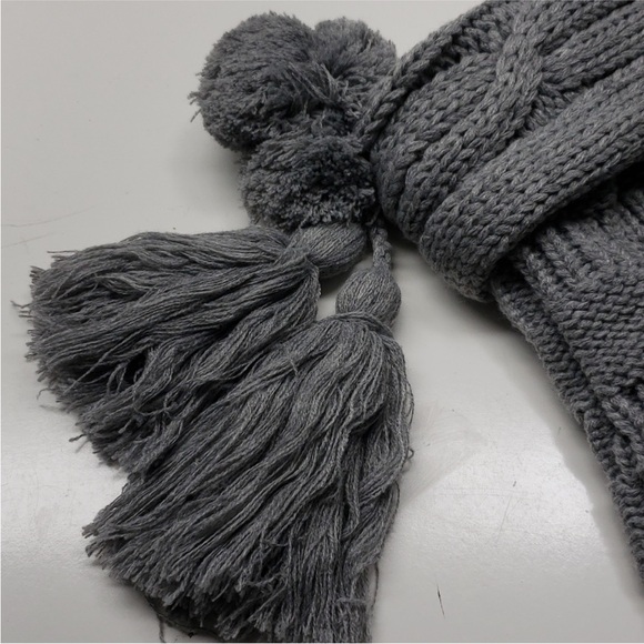 NEW! Gray Cable Knit Tassels Christmas Stockings - Hearth & Hand - Picture 2 of 5